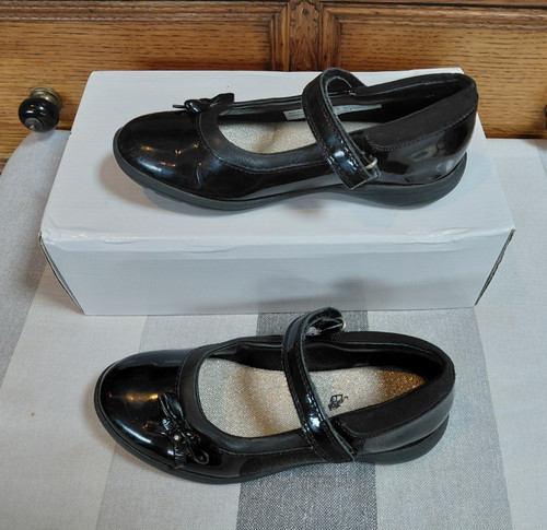 Girls clarks black patent - girls,