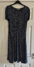 M&S Size 14 Navy Blue & White Polka Dot Spot Dress Unworn
