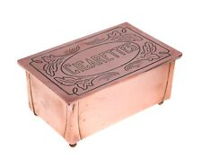 Antique Art Deco Arts & Crafts Copper Table Cigarette Box with Wood Lining c1925