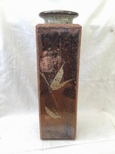 Andrew Hague Studio Pottery Square Form Stoneware Vase in the Japanese Style