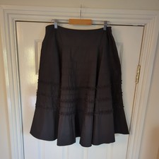 Monsoon black flared taffeta skirt size 16 ruffles sequins boho party