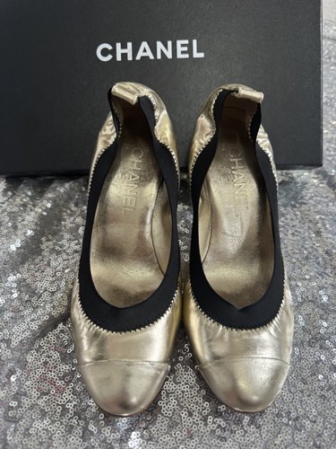 Chanel metallic gold elastic