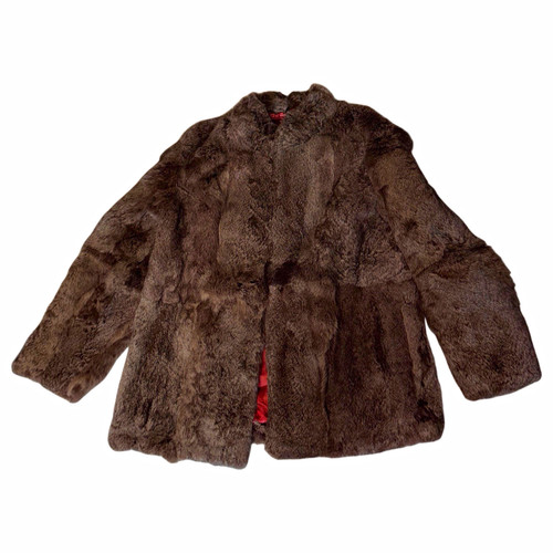 Women brown real fur - women's, coat