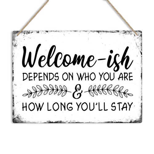Welcome ish vintage metal sign - vintage,