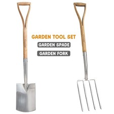 2pc Fork + Digging Spade Carbon Steel Garden Lawn Soil Durable Shovel Digger