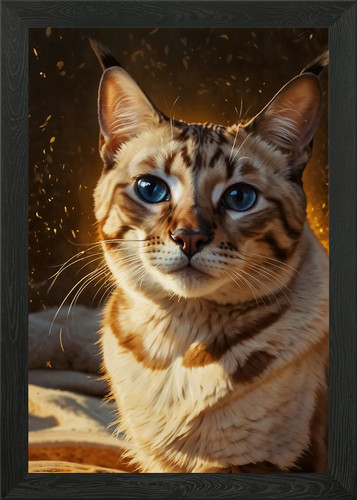 Bengal cat portrait framed - bengal,
