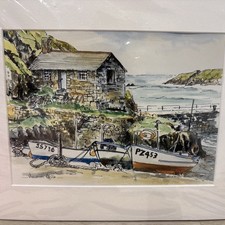 Mullion Cove Ink Wash Mounted