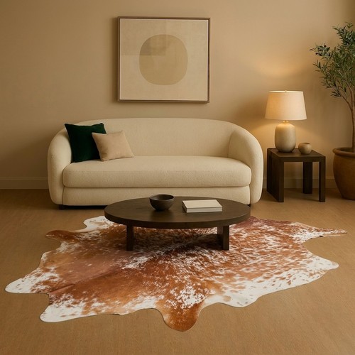 Natural cowhide rug tan brown - cowhide,