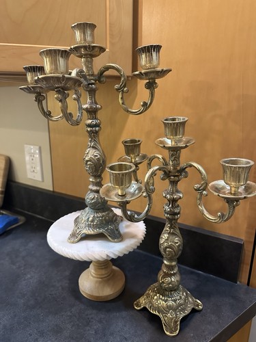Vintage brass arm candelabra - brass,