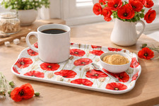 Red Poppy Serving Tray Floral