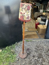 Vintage Art Deco Fluted Mahogany Standard Lamp / Floor Lamp With Shade