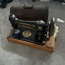 Antique Singer Sewing Machine In Original Case ( see photos for damage to case )