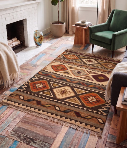 Natural rug geometric brown - geometric,
