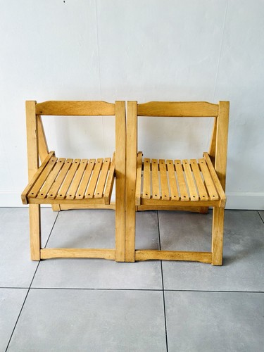 Pair vintage beech - a,