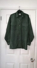 New Pure Silk Casual Shirt Men Size S Green Spotty Loose Fitting Casual Vintage
