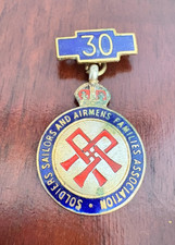 Vintage SSAFA 30-Year Service Badge  Soldiers Sailor Airmen Families Association