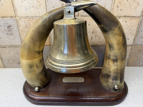 Vintage brass cow horns bell - brass,