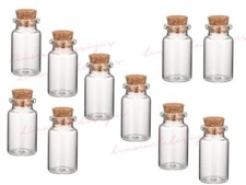 5 x Miniature Glass Bottles / Vials & Cork Stopper Decorative Storage Pendant