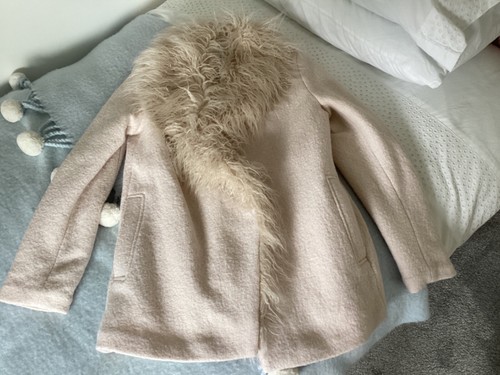 Zara shaggy collar pale pink