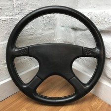 Genuine Momo Ghibli 380mm, M38 black leather steering wheel. Mazda OEM. 7C
