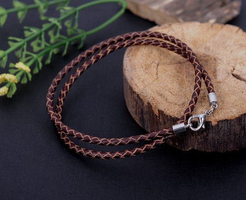 Silver 3mm braided genuine - braided,
