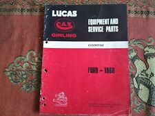 LUCAS SERVICE PARTS LIST 1968 FORD ANGLIA ESCORT ZEPHYR ZODIAC CORTINA / LOTUS
