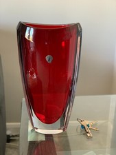  Waterford Crystal 'Eclipse'Tall Vase Red 13' x 7' 12 lbs Red nwob