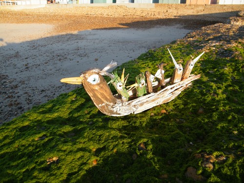 Driftwood bird ark sculpture - driftwood,