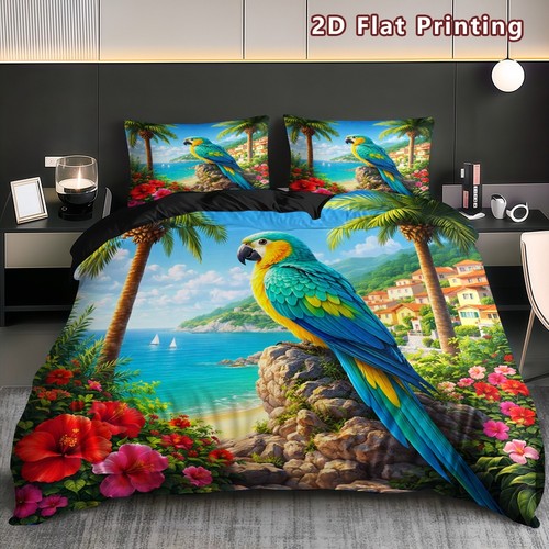 Seaside city parrot soft - city, duvet
