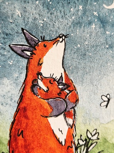 Fox daddy and sleeping baby - and,