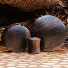 Black Ebony Convex Wood Plug / Gauge