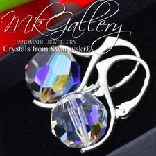 925 STERLING SILVER EARRINGS CRYSTALS FROM SWAROVSKI® 10/12mm ROUND