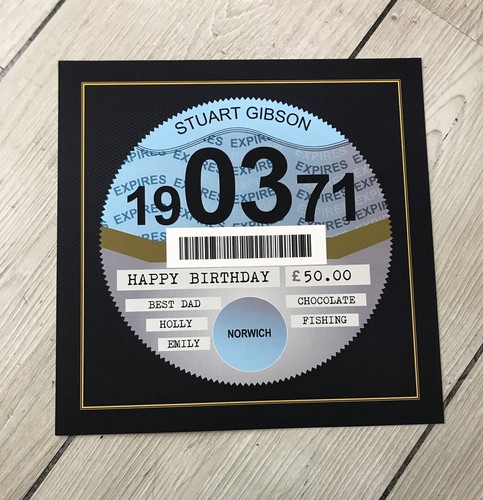 Personalised car tax disc