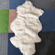 100% Genuine Sheepskin Rug Natural White Cream  Goldish Woollen Rug 114cm x 63cm