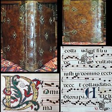 1635 ANTIPHONAL MANUSCRIPT ELEPHANT FOLIO LEATHER HYMN SONG RELIGION GOD JESUS
