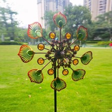 2x Metal Windmill Wind Kinetic Spinners Sculptures Lawn Garden Decor Stake Chic