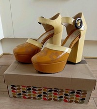 Orla Kiely x Clarks Marianne Platform Heels Size UK 7 D Mustard Shoes