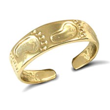 Toe Ring 9ct Gold Solid 9ct Gold  Footprints Adjustable  Fully Hallmarked