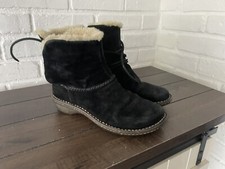 UGG Rianne Black Women Boots Shearling Lined Sheepskin Sz 8