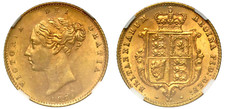 RARE 1871 NGC MS61 Victoria Shield Back Gold Half Sovereign Coin Die 69 GRADED
