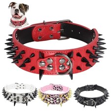 5cm Wide Spiked Studded Leather Dog Collar for Medium Large Dogs Pitbull Mastiff