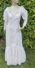 Vintage 1980’s Lace Wedding Dress Mermaid Style Hen Party OTT S