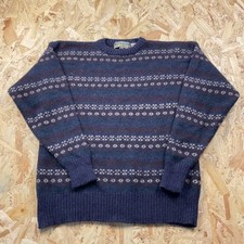 Vintage Denver Hayes Wool Fair Isle Jumper Heavy Purple Grandad Sweater L
