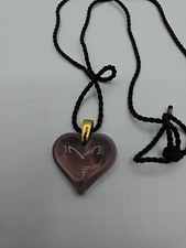 LALIQUE Heart COEUR Love PURPLE Crystal Silver Plated Pendant