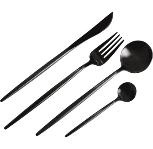 Black cutlery set pieces - cutlery,