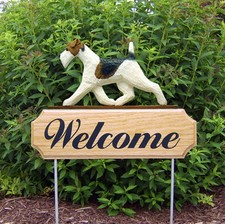 Wire Fox Terrier Wood Welcome