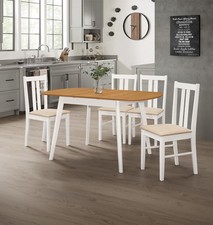 Dining Set, Butterfly Extending Kitchen Table & 4 Wooden Dining Chair, Oak&White