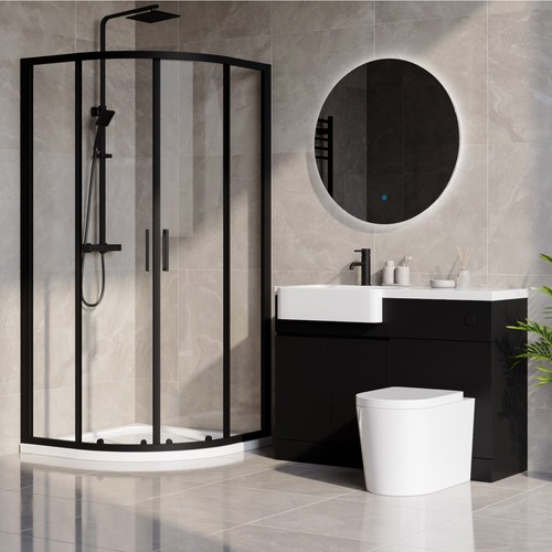 800mm black quadrant - black, shower