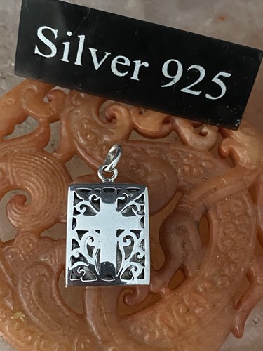 Solid silver locket with cross - solid,