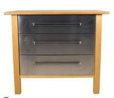 IKEA Varde Freestanding 3 Drawer Kitchen Unit Island Stainless Steel & Wood